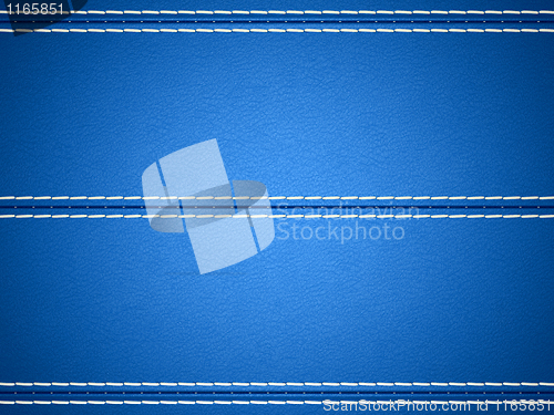 Image of Blue horizontal stitched leather background