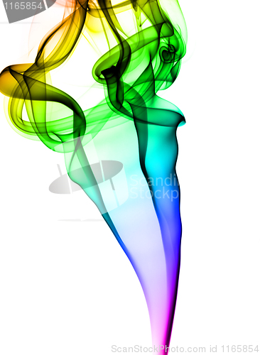 Image of Abstract puff of colorful smoke on white