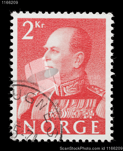 Image of Olav V on a stamp