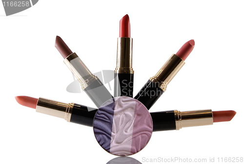 Image of different red lipstick, beauty concept