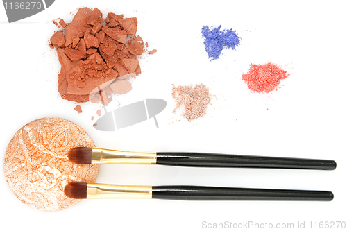 Image of powder for makeup and two brush