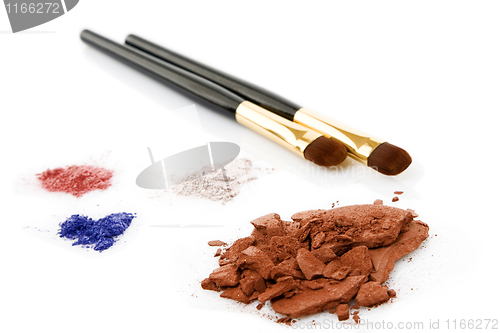 Image of powder for makeup and two brush