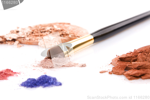 Image of powder for makeup and brush