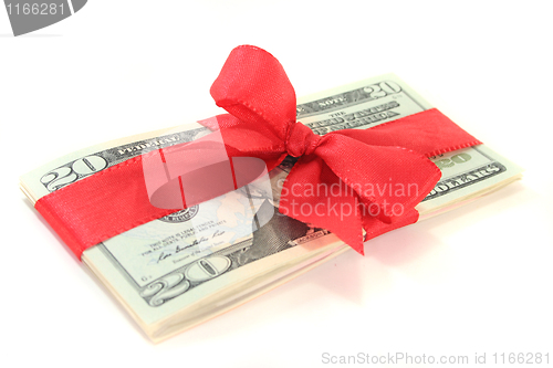 Image of Dollar bills with bow