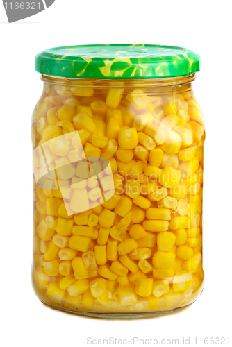 Image of Glass jar with marinated corn grains