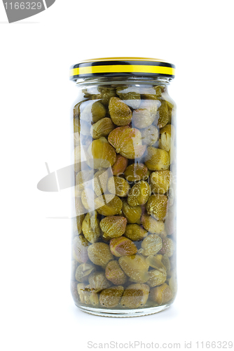 Image of Glass jar with marinated capers