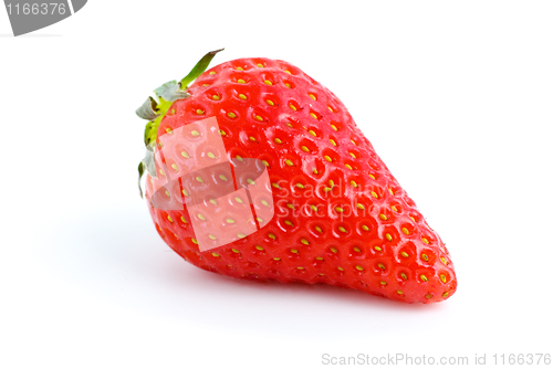 Image of Single ripe red strawberry