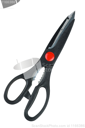 Image of Closed black kitchen scissors