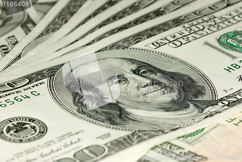 Image of Close-up shot of $100 bills