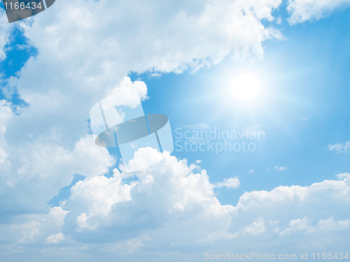 Image of Sun on blue sky.