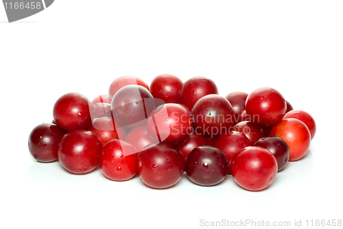 Image of Pile of red cherry plums