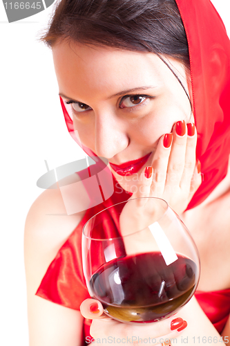 Image of woman with glass of red wine 