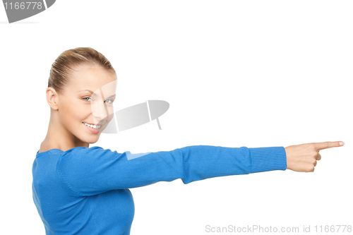 Image of businesswoman pointing her finger