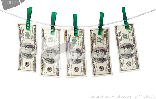 Image of Dollars on rope.