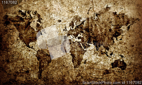 Image of Grungy world map. 