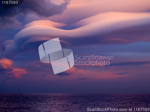 Image of Unusual cloud over sea.