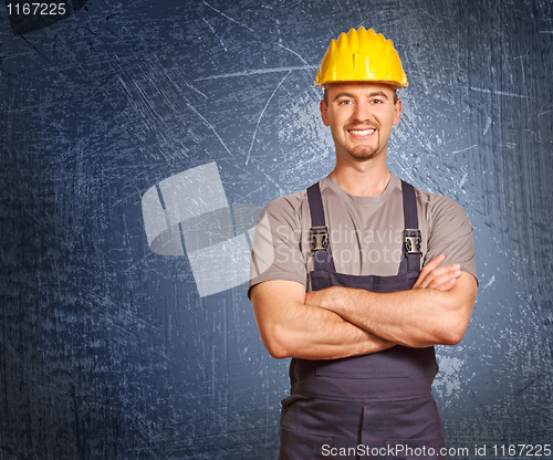 Image of handyman and grunge background