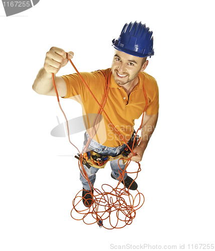 Image of handyman with electric wire