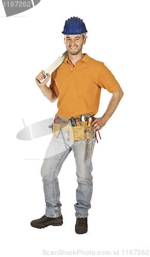 Image of standing worker isolated on white