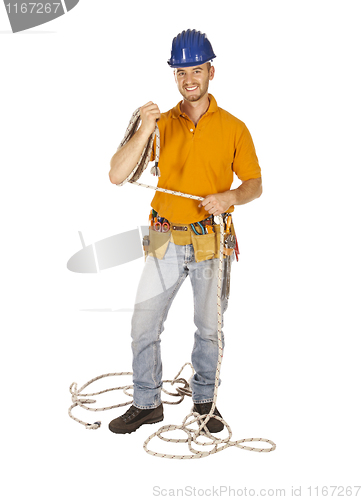 Image of constructor worker and rope