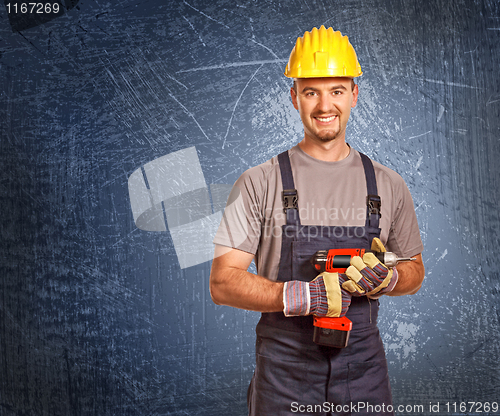 Image of handyman and grunge background