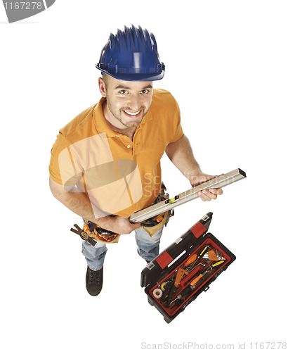 Image of constructor worker and tools