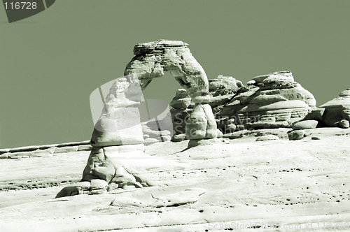 Image of Delicate Arch in sepia
