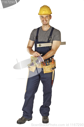 Image of handyman wearing gloves