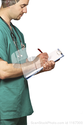 Image of young doctor writing