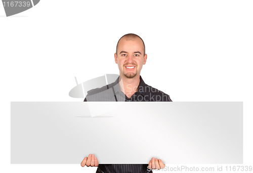 Image of young man with white board