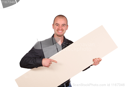 Image of isolated young man and board