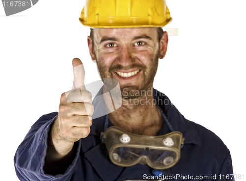 Image of confident labourer thumn up