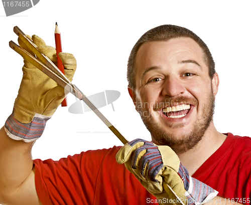Image of handyman and work  instrument
