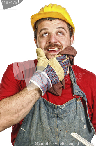 Image of handyman thinking