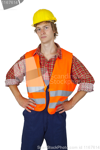 Image of Young worker with visibility vest 