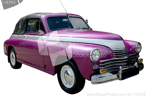 Image of Purple retro car isolated