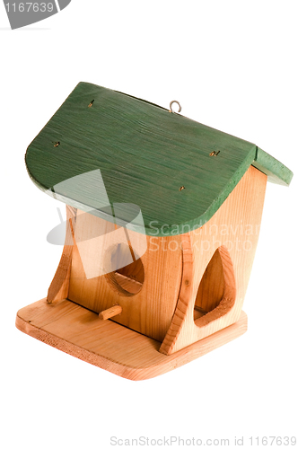 Image of wooden birdhouse isolated on the white