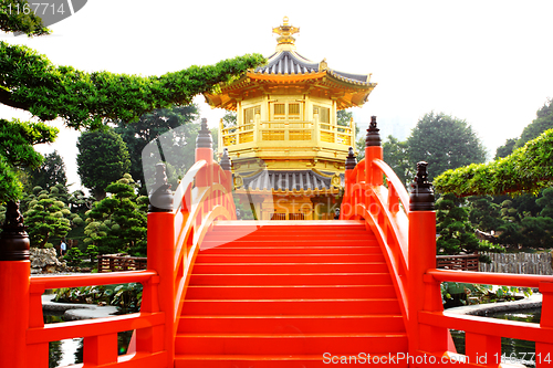 Image of oriental golden pavilion of Chi Lin Nunnery and Chinese garden, 