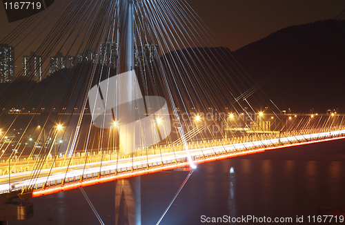 Image of Ting Kau Bridge in Hong Kong at night 