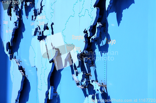 Image of world map in blue 