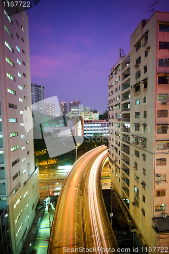 Image of Traffic in downtown at night