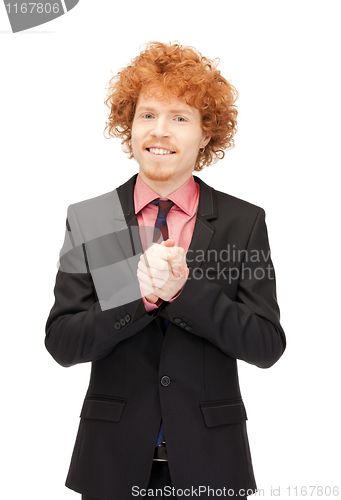 Image of handsome man with expression of tryumph