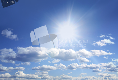 Image of Bright sun and blue sky