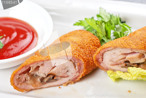 Image of rolls from pork meat