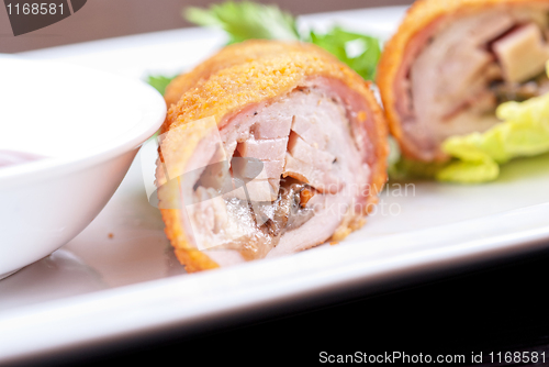 Image of rolls from pork meat