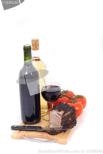 Image of wine and smoked meat