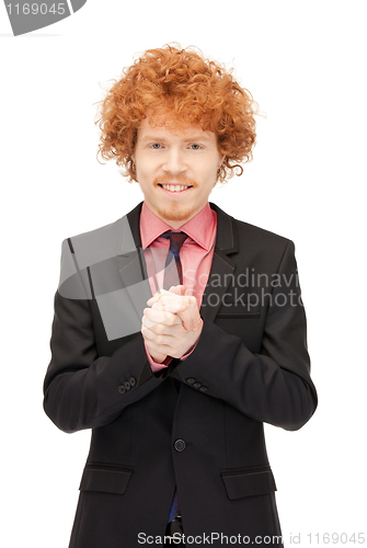 Image of handsome man with expression of tryumph