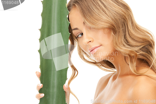 Image of lovely woman with aloe vera