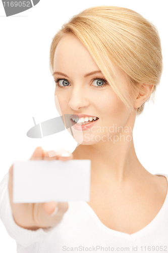 Image of woman with business card