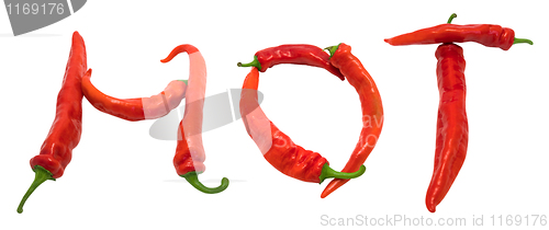 Image of Hot text composed of chili peppers